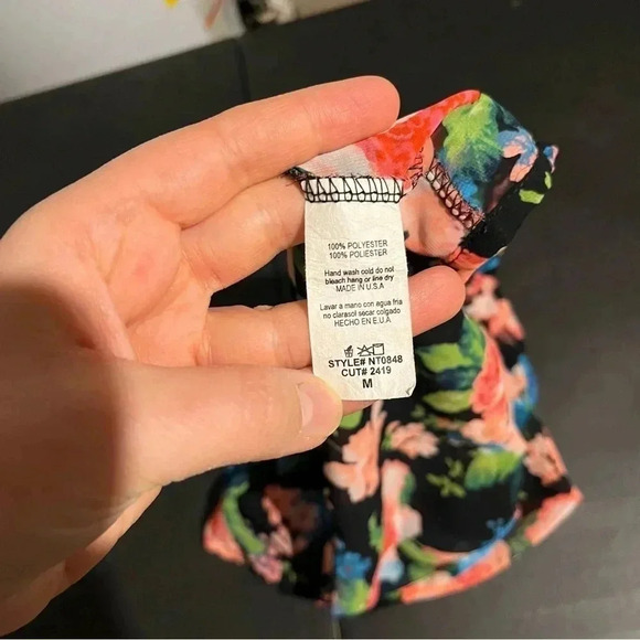 NOBLE U Floral Sheer Lace Back Racerback Tank Top Women’s Size Medium M - Picture 6 of 8